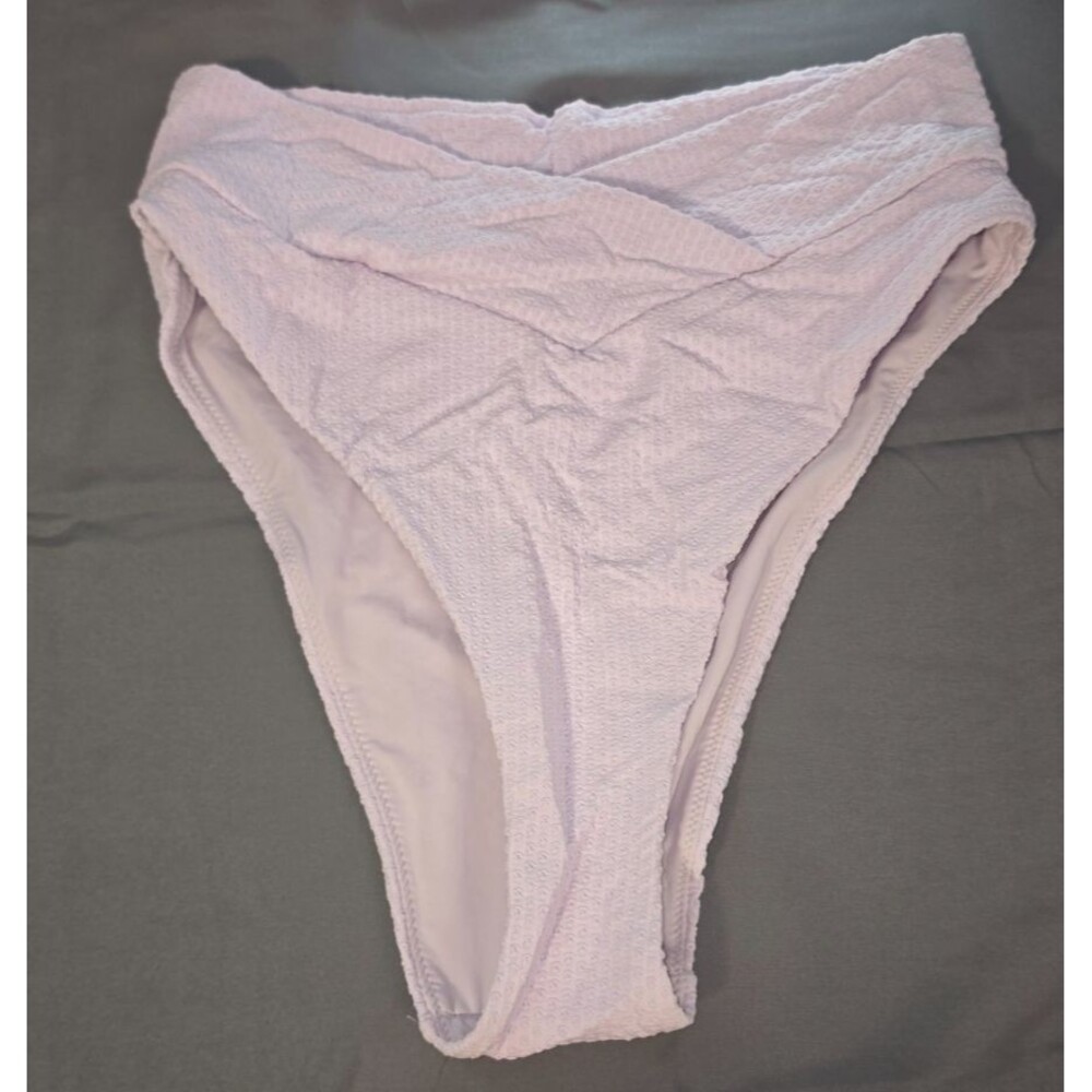 Aerie Texture Purple High Cut Cheeky Swim Bathing Suit Bottom Large New L